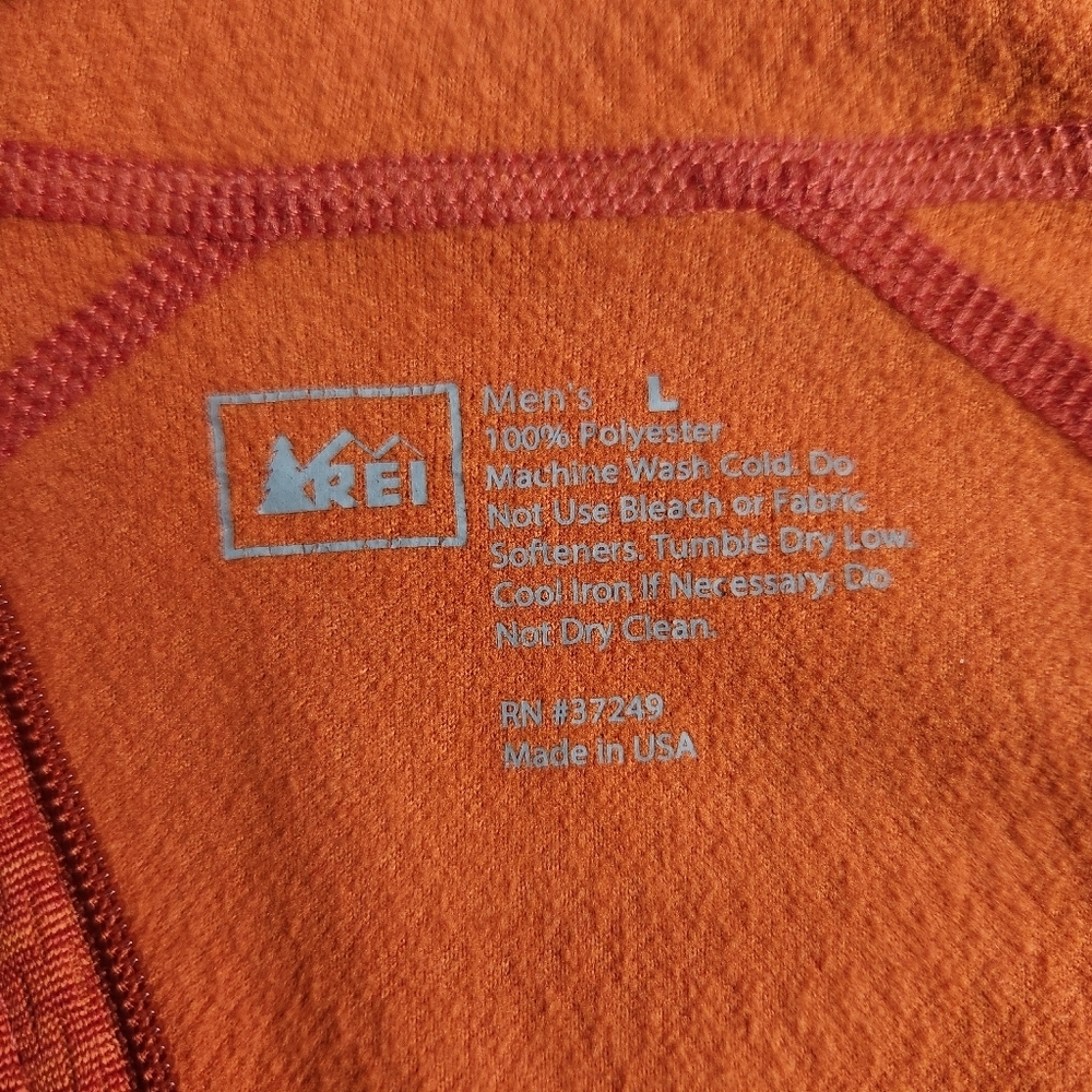 REI mens Large orange quarterzip medium-weight pullover active shirt - Picture 7 of 15